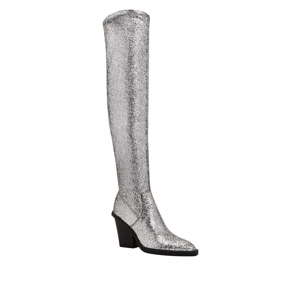 Katy Perry The Citygurl Over the Knee Stretch Boot Size US 9M Silver Metallic